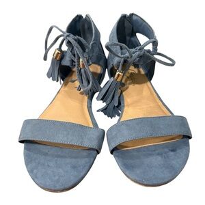 Candie's Eclipze Blue Suede Flat Gladiator Sandals Shoes Size 7